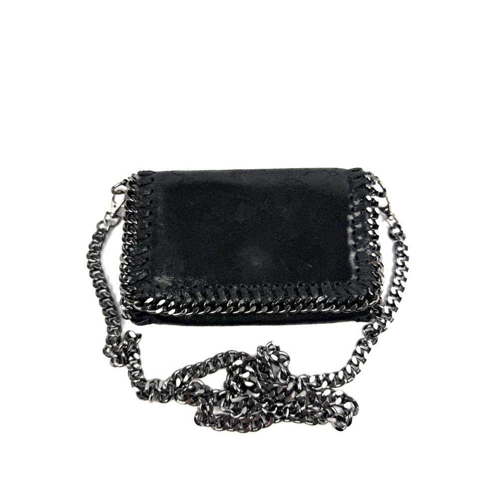 Borse In Pelle Handbag Black Distressed Crackle Chain Strap Crossbody Bag
